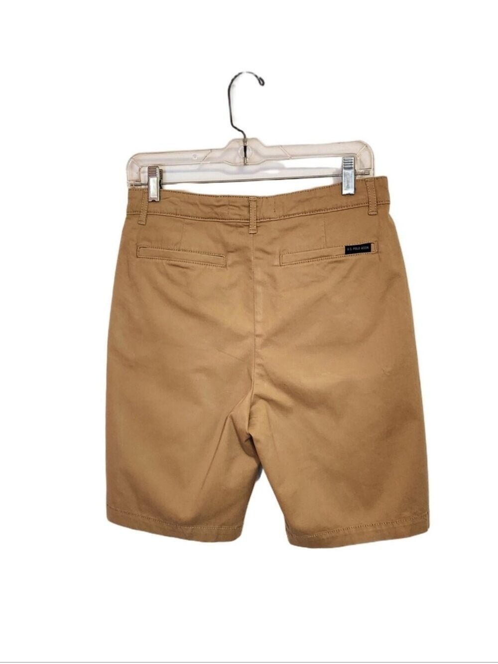 U.S. Polo Assn. Chino Twill Flat Front Fly Zip Khaki Shorts Tan Boy's 18 - Picture 3 of 9